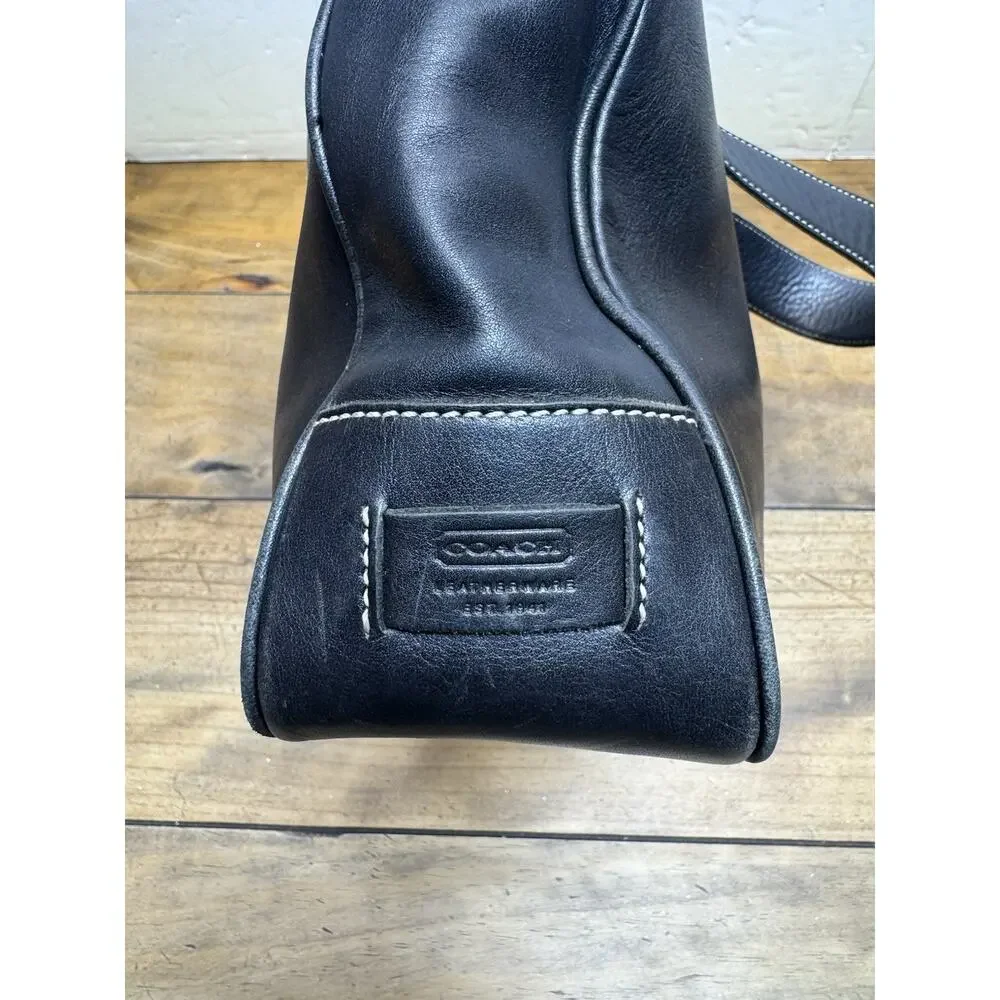 COACH Y2K Vintage Hamptons Hobo Shoulder Bag Luxury Designer Black Leather 7783